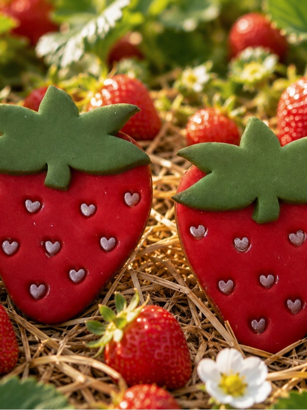 Strawberry-Shaped Red & Green Handmade Polymer Clay Earrings